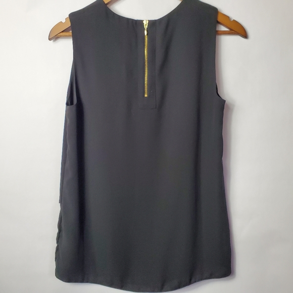 Chico's Black Tank Zippered Back Tulip Hem - Picture 2 of 8